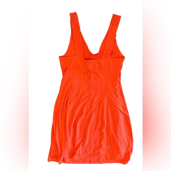 Athleta Bright Orange V-Neck Casual Midi Dress NWT Size Medium - Picture 2 of 7